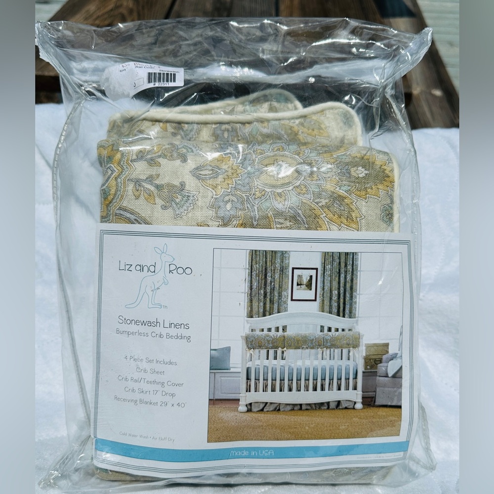 Liz and Roo Stone wash Linens Crib Rail Teething Cover 143263 Made in USA